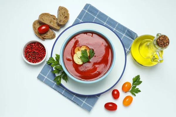 Блюдо Помидоров Вкусный Томатный Суп — стоковое фото