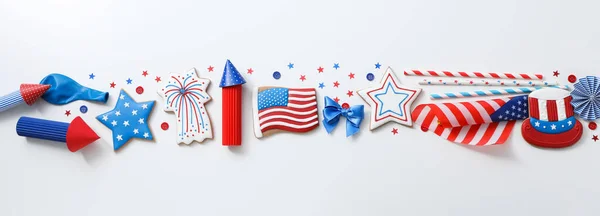 Samenstelling Voor Juli Independence Day Usa Top View — Stockfoto