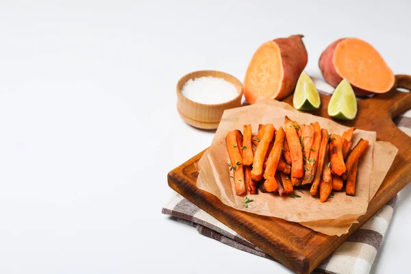 Konzept Des Leckeren Essens Süßkartoffelfrites — Stockfoto