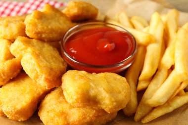 Lezzetli fast food ve abur cubur kavramı.