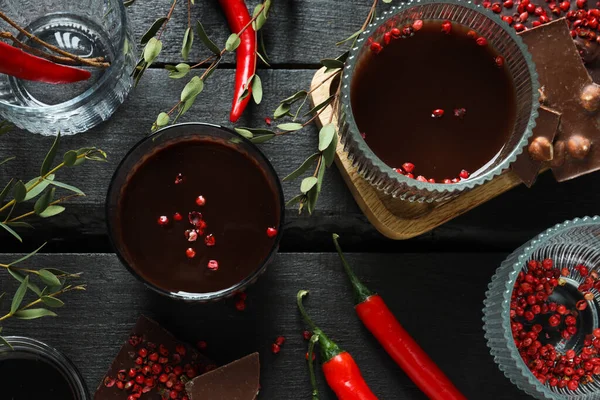 Вкусная Еда Шоколад Перцем Горячий Шоколад Перцем — стоковое фото