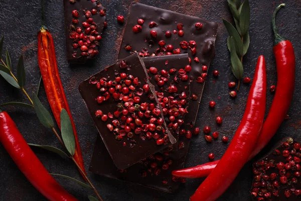 stock image Delicious gourmet food - tasty chocolate with pepper