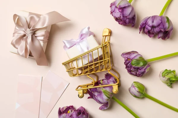 Concept Spring Shopping Season Sale Top View — Foto Stock