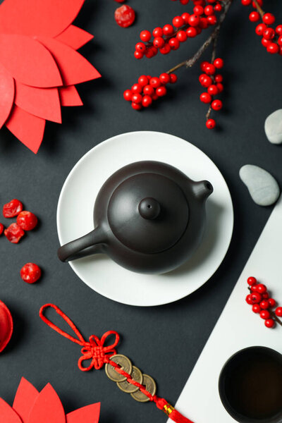 Концепция чая, азиатский чай, вид сверху