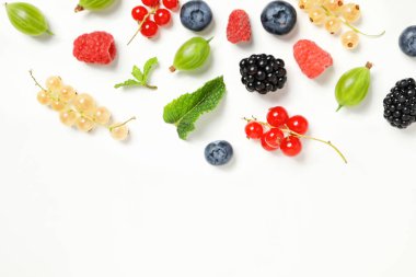 Concept of fresh food, berries, space for text