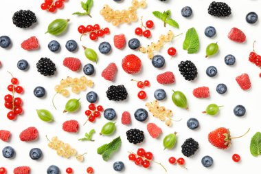 Concept of fresh food, berries, top view
