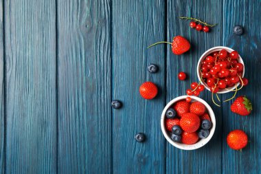 Concept of fresh food, berries, space for text