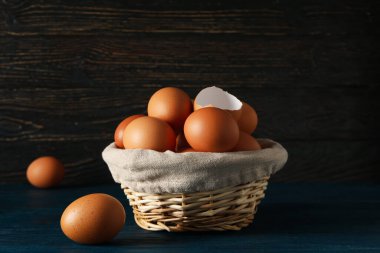 Concept of fresh and natural farm product - eggs