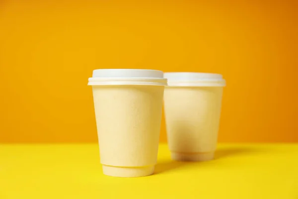 Blank paper cups, composition for delivery and take away concept