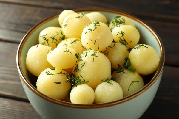 Concept Tasty Food Boiled Young Potatoes Close — 图库照片
