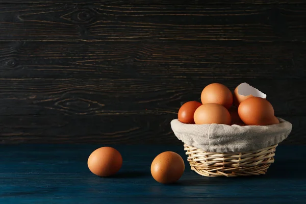 Concept Fresh Natural Farm Product Eggs Space Text — Stockfoto