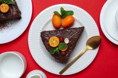 Lezzetli tatlı - Çikolatalı pasta, lezzetli tatlı konsepti