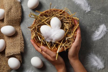 Doğal tarım ürünü kavramı - yumurtalar, üst görünüm