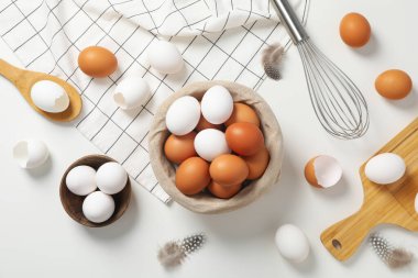 Doğal tarım ürünü kavramı - yumurtalar, üst görünüm