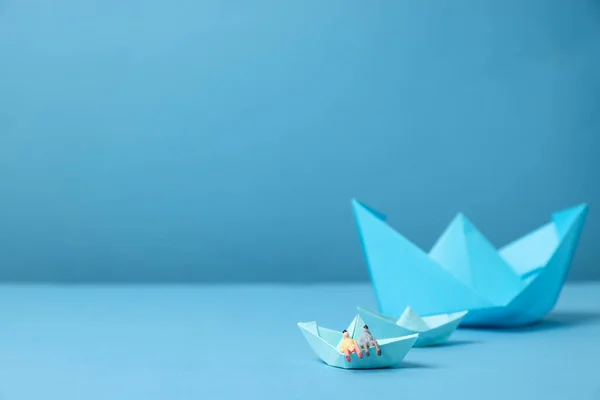 Concept Travel Adventure Paper Boats — Zdjęcie stockowe