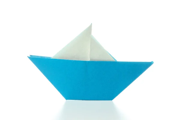 stock image Concept of travel and adventure with paper boat, isolated on white background