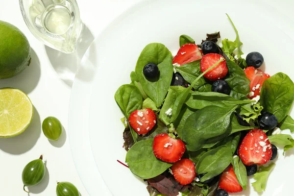 Concept Aliments Savoureux Salade Fraise Vue Sur Dessus — Photo