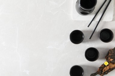 Geleneksel Japon alkollü içeceği - Sake, geleneksel Asya içecekleri konsepti