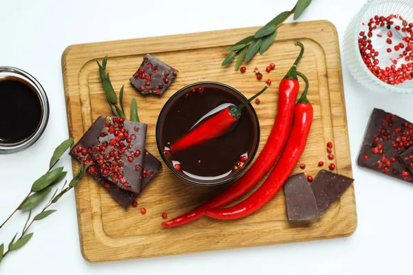 Deliciosa Comida Chocolate Con Pimienta Chocolate Caliente Con Pimienta — Foto de Stock