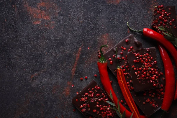 stock image Delicious gourmet food - tasty chocolate with pepper