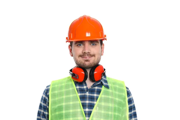 Young Man Civil Engineer Isolated White Background — Stock Photo, Image