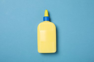 Concept of different office stationery with glue