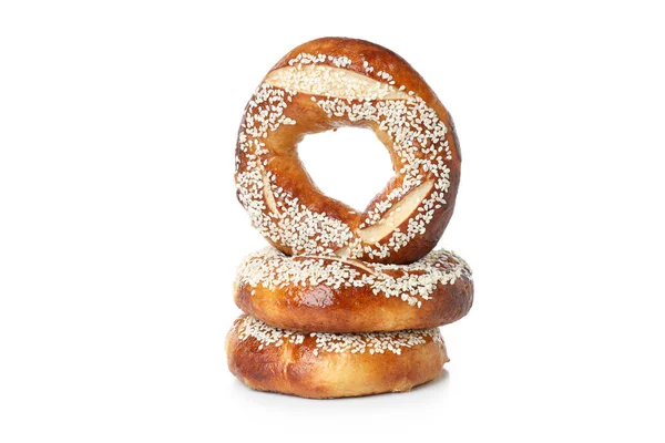 Konzept Der Leckeren Bäckerei Bagels Isoliert Auf Weißem Hintergrund — Stockfoto