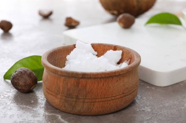 Concept of skin care cosmetics, Shea butter, close up