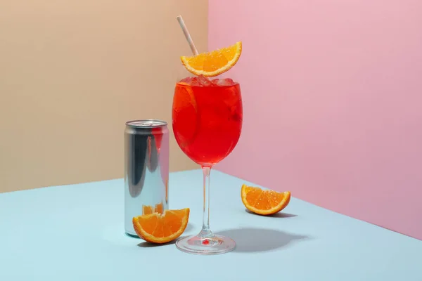 Glass Aperol Spritz Delicious Summer Cocktail — 图库照片