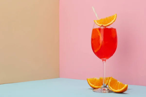 Aperol Spritz Delicious Summer Cocktail Space Text — Fotografia de Stock