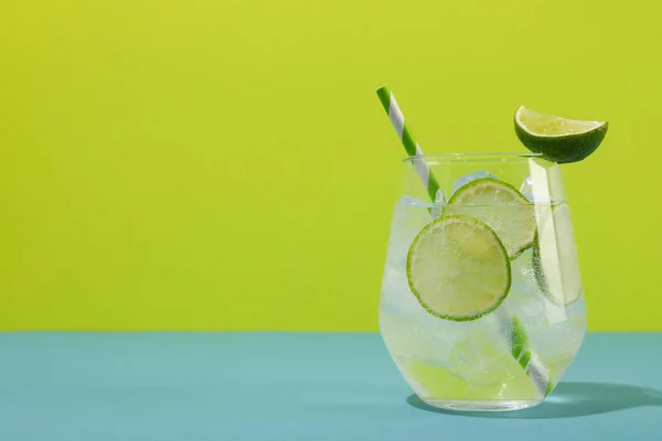 Glass Mojito Delicious Fresh Summer Cocktail Space Text — Stock Photo, Image