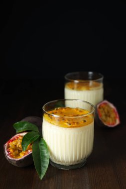 Concept of delicious food - Passion fruit mousse