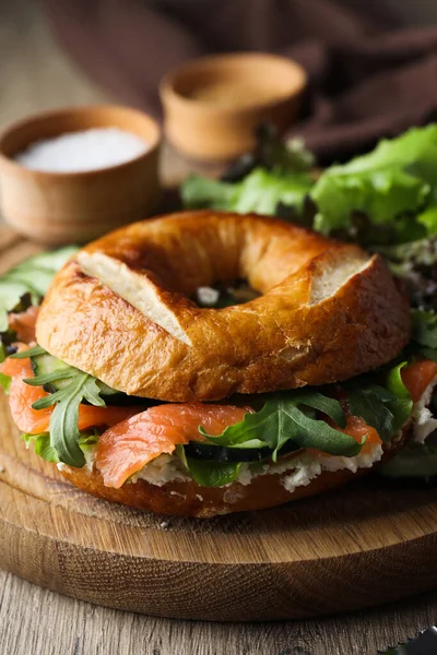 Concept Delicious Food Tasty Bagel Sandwich — Fotografia de Stock