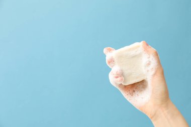 Sabun - spa, güzellik prosedürleri ve cilt bakımı konsepti, metin için alan