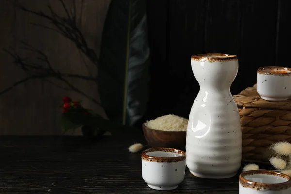 Traditional Japanese alcoholic drink - Sake, traditional asian drinks concept
