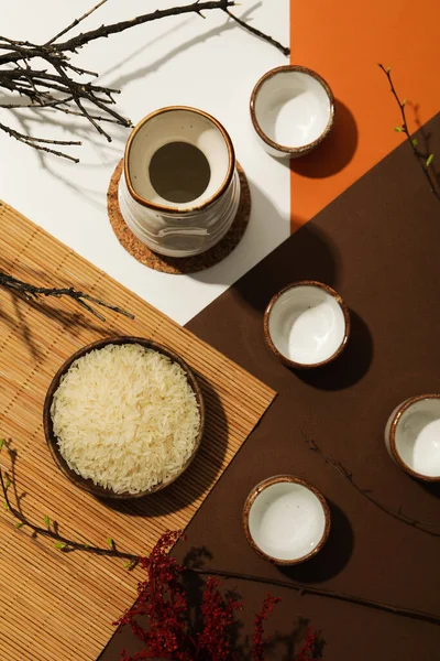 stock image Traditional Japanese alcoholic drink - Sake, traditional asian drinks concept