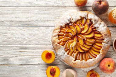 Fruit galette, composition for tasty food concept, space for text