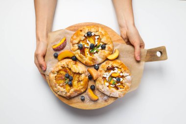 Fruit galette, composition for tasty food concept, top view