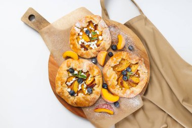 Fruit galette, composition for tasty food concept, top view