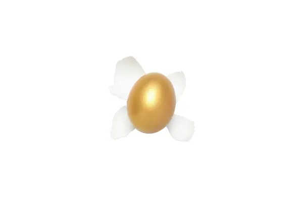 Концепция Богатства Пенсии Золотые Яйца Изолированные Белом Фоне — стоковое фото