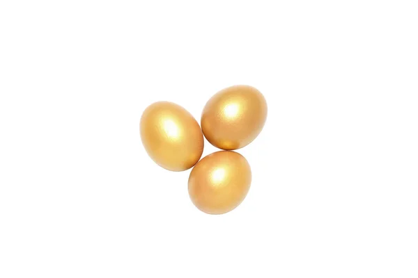 Concepto Riqueza Jubilación Huevos Oro Aislados Sobre Fondo Blanco — Foto de Stock