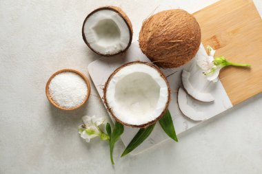 Hindistan cevizli yaz konsepti için kompozisyon, üst görünüm