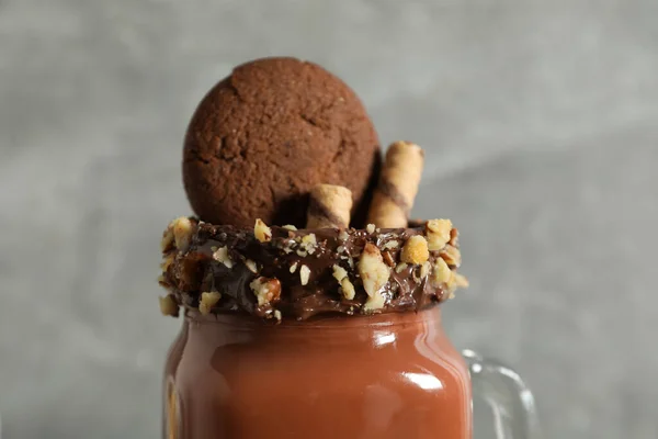 Вкусный Свежий Летний Десерт Вкусный Шоколадный Коктейль — стоковое фото
