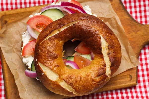 stock image Concept of delicious food - tasty bagel sandwich