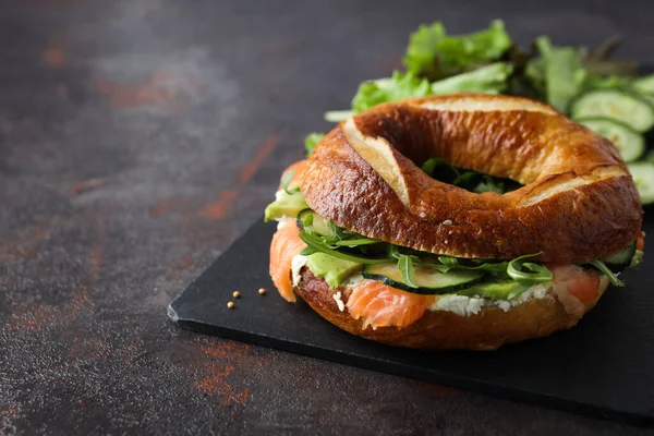 Concept Delicious Food Tasty Bagel Sandwich Space Text — Fotografia de Stock