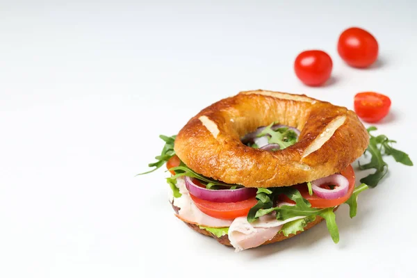 Begreppet Läcker Mat Välsmakande Bagelsmörgås Utrymme För Text — Stockfoto