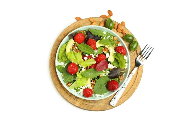 Lezzetli Yemek Kavramı Çilekli Salata Beyaz Arka Planda Izole Edilmiş — Stok fotoğraf