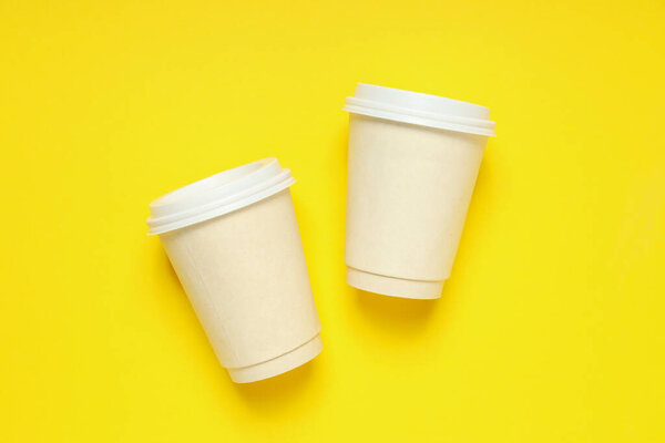 Blank paper cups, composition for delivery and take away concept