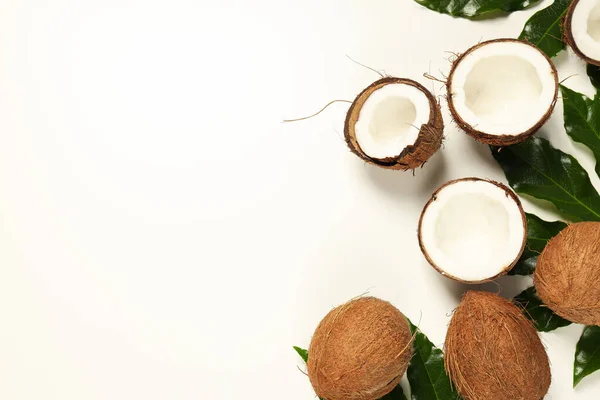 白い背景にココナッツと夏の概念のための組成 — ストック写真