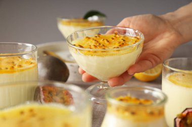 Concept of delicious food - Passion fruit mousse